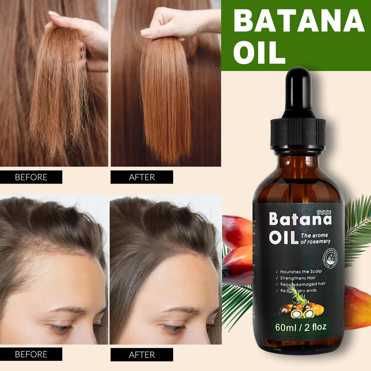 Peauti Batana & Rosemary Hair Strengthening + Scalp Nourishing Oil Set